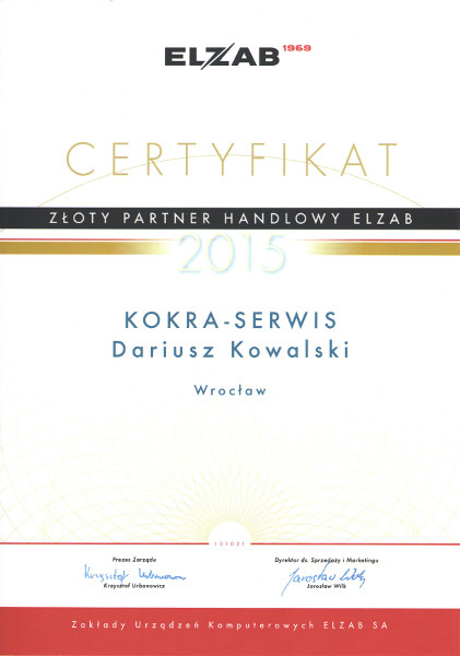 certyfikat ELZAB 2015